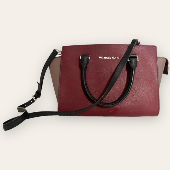 MICHAEL Michael Kors - Selma Top Trio Colorblock Saffiano Leather Satchel. - Picture 1 of 13